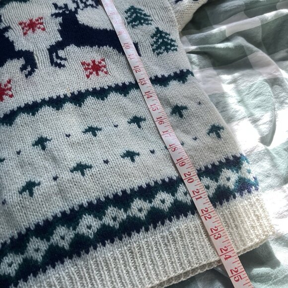 Vintage 1989 Eddie Bauer Sweater Small Wool Reindeer Ugly Xmas Christmas Nordic - Picture 9 of 9